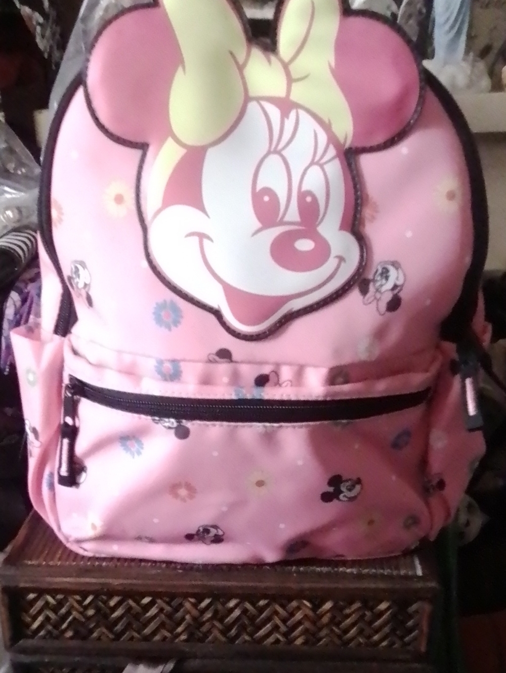 Disney Pink Minnie Mouse Kids Backpack with Yellow Bow Accent